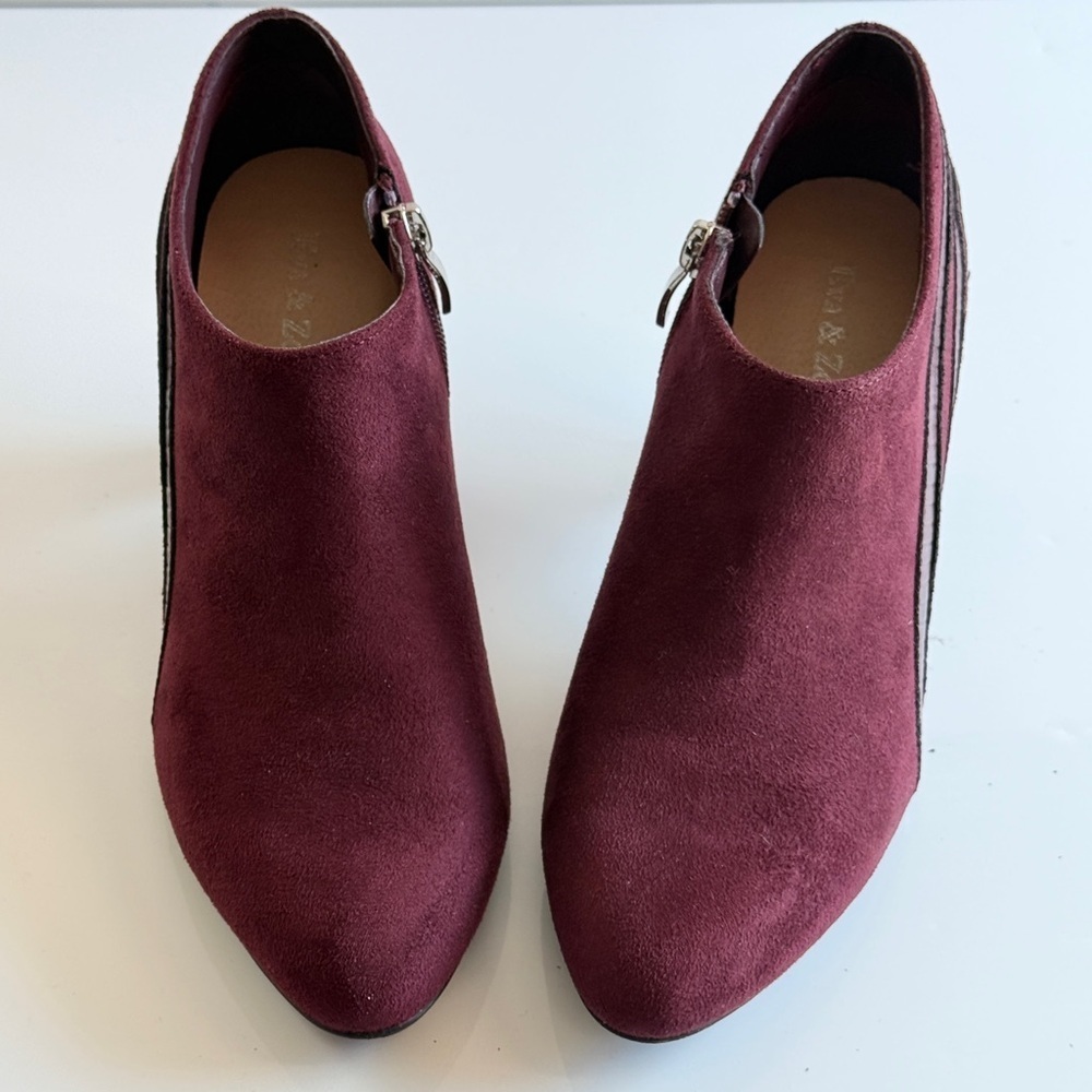 Eva & Zoe Burgundy Evelyn Ankle Boots Size 6.5 - Picture 3 of 13